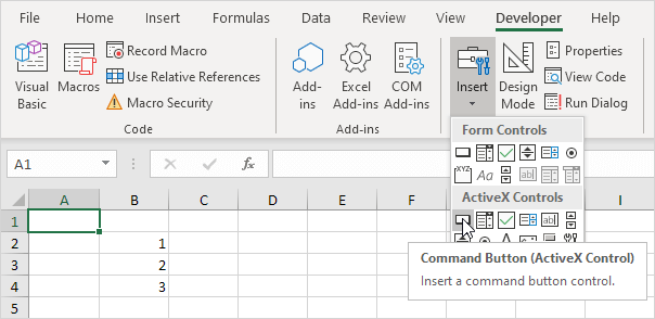active x in excel for mac